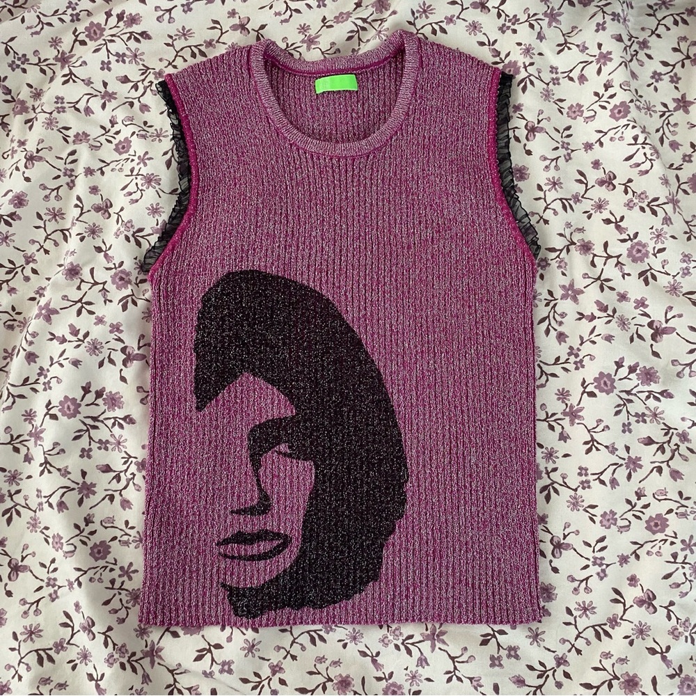 vintage glitter pink tank top